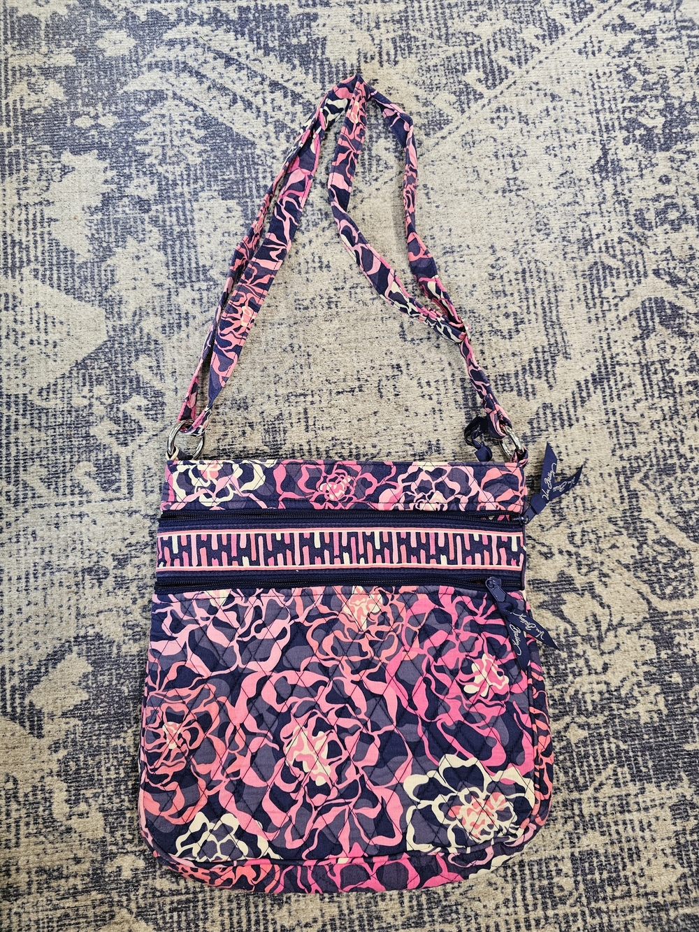Vera Bradley Pink & Navy Floral Quilted Crossbody